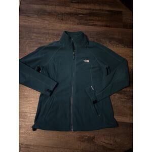 Women's The North Face TKA 200 Large Fleece Zip Up Jacket Teal Blue